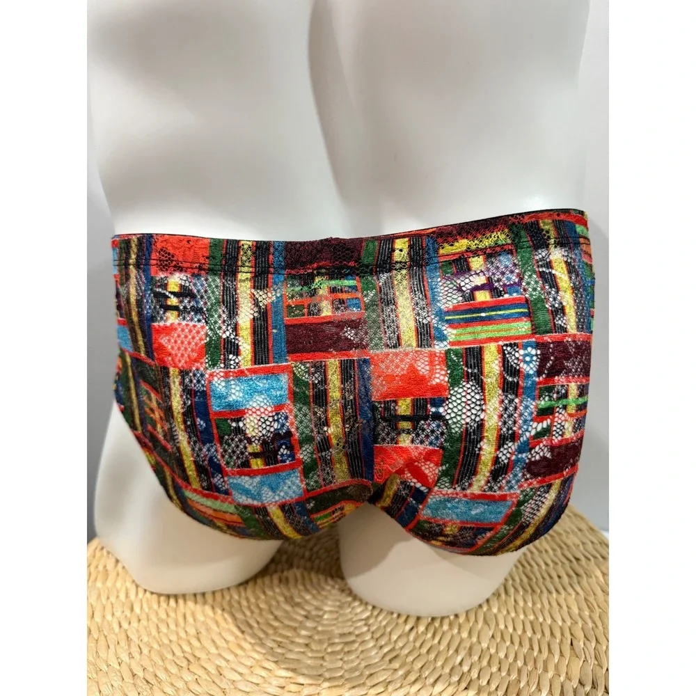 Cosabella Never Say Never Men's Micro Brief Kente Print Lace Designer Luxury L